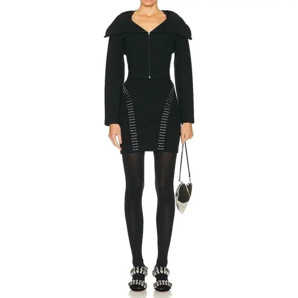 $3320 ALAIA Alaïa Women's Stretch Wool Zipped Jacket Black Size 36 / US 4 / S